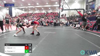 90 lbs Rr Rnd 1 - Heather Weaver, Ponca City LadyCat Wrestling vs Ariana Thomas, Sisters On The Mat Pink