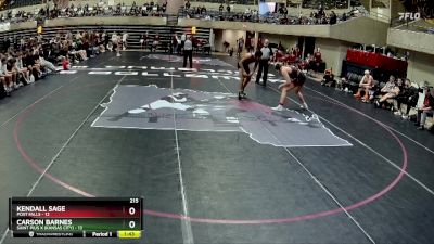 215 lbs Semis & 1st Wrestleback (8 Team) - Kendall Sage, Post Falls vs Carson Barnes, Saint Pius X (Kansas City)