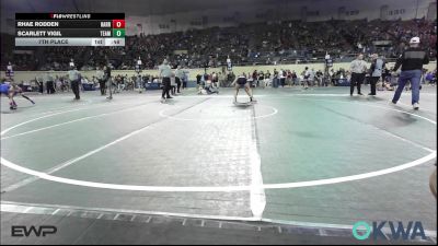 105 lbs 7th Place - Rhae Rodden, Harrah Little League Wrestling vs Scarlett Vigil, Team Nomad