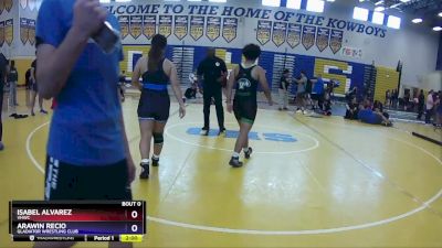 130 lbs Cons. Round 2 - Arawin Recio, Gladiator Wrestling Club vs Isabel Alvarez, VHWC