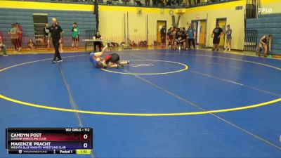 112 lbs Round 4 - Camdyn Post, Cougar Wrestling Club vs Makenzie Pracht, Wichita Blue Knights Wrestling Club