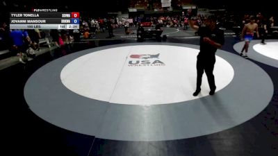 190 lbs Tyler Tonella, SCVWA - Santa Clara Valley Wrestling Association vs Jovanni Mansour, SDIKWA - San Diego-Imperial Kids Wrestling Association