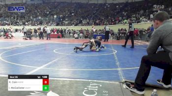 92 lbs Round Of 64 - Kayson Cain, Morrison JH vs Lance McCallister, Mustang Middle School