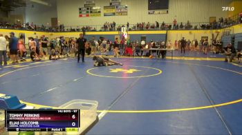 97 lbs Cons. Round 2 - Tommy Perkins, Hutchinson Kids Wrestling Club vs Elias Holcomb, Liberal Wrestling Club