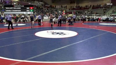 6A 140 lbs 1st Place Match - Mallary Williams, CABOT HIGH SCHOOL vs Ashely Thompson, Rogers