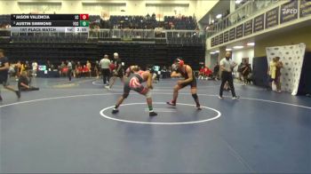 165 lbs 1st Place Match - Jason Valencia, Lassen College vs Austin Simmons, Fresno City College