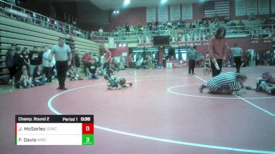 8U - 40 lbs Champ. Round 2 - Finnick Davis, Western Wrestling Club vs Jack McSorley, Columbia City Wrestling Club