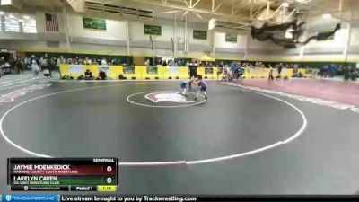 45 lbs Semifinal - Lakelyn Caven, Da Vinci Wrestling Club vs Jaymie Moenkedick, Harding County Youth Wrestling