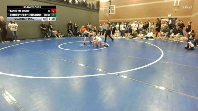 100 lbs Quarterfinal - Emmett Featherstone, Thunder Ridge Outlaws Wrestling Club vs Korbyn Shaw, Declo Stingers