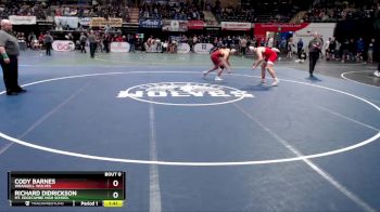 215 lbs Semifinal - Richard Didrickson, Mt. Edgecumbe High School vs Cody Barnes, Wrangell Wolves