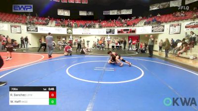 70 lbs Consi Of 4 - Reilas Sanchez, Locust Grove Youth Wrestling vs William Haff, Wagoner Takedown Club