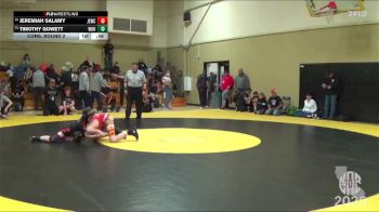 100 lbs Cons. Round 2 - Timothy Gowett, Woodlake vs Jeremiah Salamy, Jr. Eagles Wrestling Club