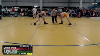 147 lbs Quarterfinal - Lincoln Steele, New Plymouth Middle School vs Emerson Jensen, Middleton Middle School
