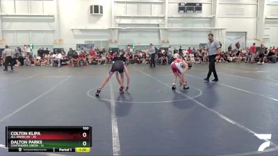 100 lbs Round 4 (6 Team) - Dalton Parks, Contenders Green vs Colton Klipa, All American