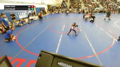 53 lbs Quarterfinal - Lilah Miller, Rancho Bernardo Wrestling vs Liyana Khan, Threshold Wrestling Club