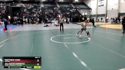 149 lbs Cons. Round 1 - Salvador Barintas, Colby Community College vs Matthew Cook, Barton