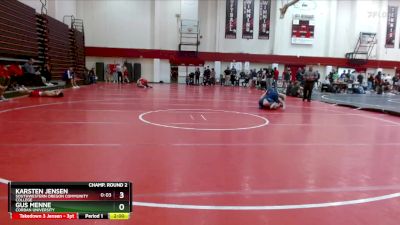 157 lbs Champ. Round 2 - Karsten Jensen, Southwestern Oregon Community College vs Gus Menne, Corban University