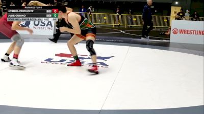 Junior Boys - 132 lbs Cons. Round 1 - Joshua Frieholtz, Mesa Verde High School Wrestling vs Jude Gudino, Downey High School Wrestling