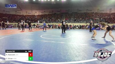 100 lbs Round Of 32 - Rhylee Robinett, Little Axe Takedown Club vs Celes Oliver, Honey Badgers Wrestling Club