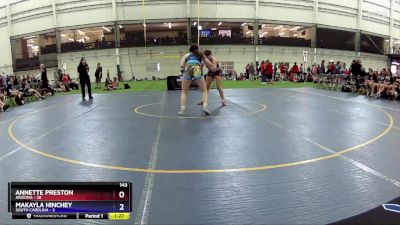 143 lbs Round 2 (6 Team) - Annette Preston, Arizona vs Makayla Hinchey, South Carolina