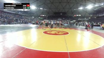Boys 1A 215 lbs Champ. Round 2 - Hayden Baker, South Whidbey vs Colton Dell, Klahowya