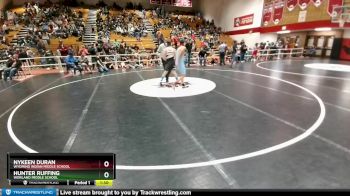 145 lbs 1st Place Match - Hunter Ruffing, Worland Middle School vs Nykeen Duran, Wyoming Indian Middle School