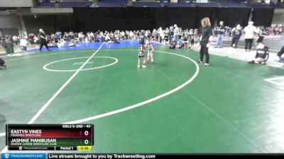 40 lbs Quarterfinal - Jasmine Manibusan, Rainier Junior Wrestling Club vs Eastyn Vines, Maddogs Wrestling