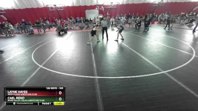 135 lbs Cons. Round 1 - Cael Reno, River Valley Youth Wrestling Club vs Layne Hayes, West Plains Wrestling Club