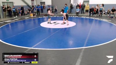 105 lbs Round 2 - Braylon Mahoney, Mid Valley Wrestling Club vs Ryan Pontius, Soldotna Whalers Wrestling Club