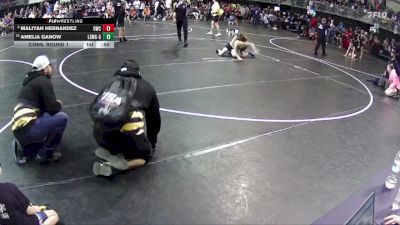 89 lbs Cons. Round 1 - Amelia Ganow, Lincoln Squires Wrestling Club - Girls vs Maliyah Hernandez, Gering Wrestling Club