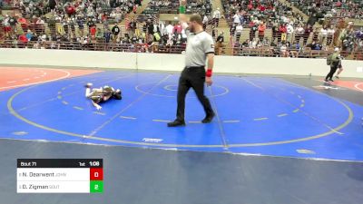 65 lbs Quarterfinal - Nolan Dearwent, John Wayne Corcoran Wrestling Association vs Dane Zigman, South Forsyth WAR Wrestling Club