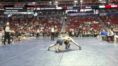 1A-132 lbs 3rd Place Match - Brayden Scheffers, Interstate 35 vs Brock Morris, Cascade