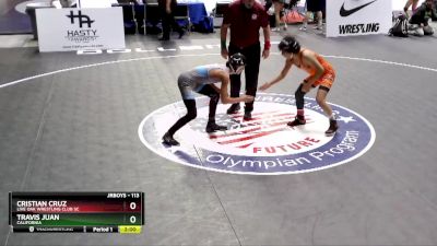 113 lbs Quarterfinal - Cristian Cruz, Live Oak Wrestling Club SC vs Travis Juan, California