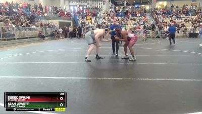 285 lbs Cons. Round 5 - Sean Jewett, St. Mary`s Ryken vs Derek Owumi, St. James School