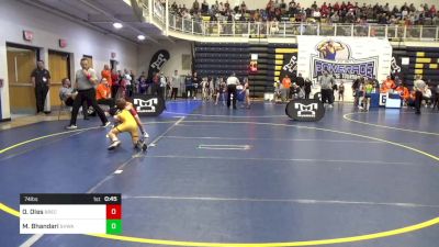 74 lbs Round Of 64 - Oliver DIes, Brecksville vs Maxwell Bhandari, SHWA