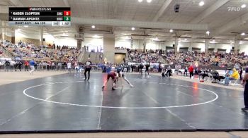 AA 126 lbs 5th Place Match - Kaden Clopton, Science Hill High School vs Damian Aponte, Houston High School