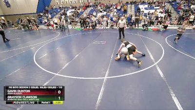 115 lbs Cons. Round 2 - Grayson Clawson, Riverton Wolf Pack Wrestling vs Gavin Dunton, Agon Academy