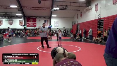 Round 1 - Oliver Kruse, Mount Pleasant Youth Wrestling vs Gunner Scott, Burlington Junior Wrestling