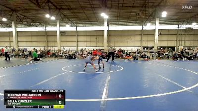 75 lbs Semifinal - Bella Kunzler, 208 Badgers vs Teminah Williamson, Clearwater Valley USA