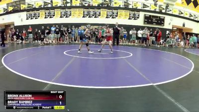 86 lbs Quarterfinal - Bronx Allison, Delta Wrestling Club Inc. vs Brady Ramirez, Contenders Wrestling Academy