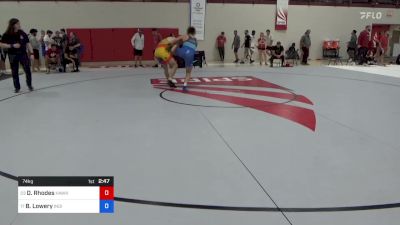 74 kg Consi Of 16 #2 - Drake Rhodes, Hawkeye Wrestling Club vs Bryce Lowery, Indiana RTC