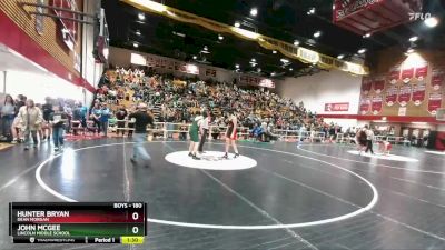 180 lbs Quarterfinal - John McGee, Lincoln Middle School vs Hunter Bryan, Dean Morgan