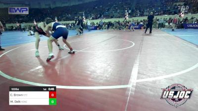 100 lbs Consi Of 8 #2 - Corbin Brown, Shawnee Takedown Club vs Mason Delk, Honey Badgers Wrestling Club