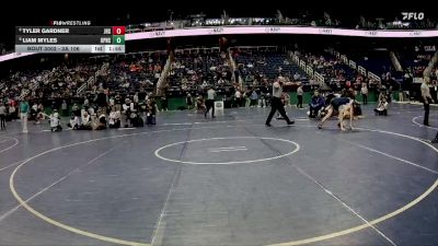 3A 106 lbs Champ. Round 1 - Tyler Gardner, Jacksonville High School vs Liam Myles, Union Pines