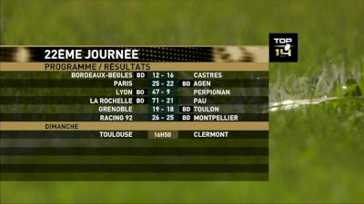French Top 14 Round 22 Toulouse vs Clermont