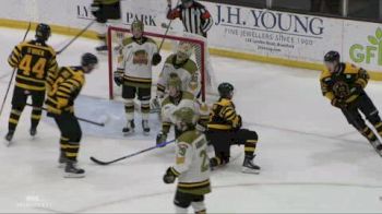Adam Benak Scores While Laying Down On The Ice