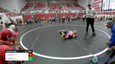 43 lbs Quarterfinal - Jepsen England, Comanche Takedown Club vs Kaizer Adams, Harrah Little League Wrestling