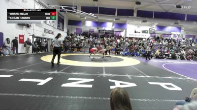 Boys 146 lbs Semifinal - Drake Mello, Durham Boys vs Logan Hansen, Gridley Boys