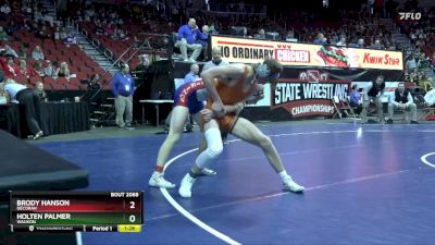 2A-157 lbs Champ. Round 1 - Brody Hanson, Decorah vs Holten Palmer, Waukon