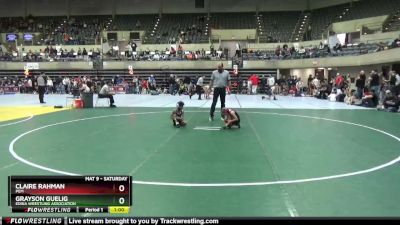 50 lbs Cons. Round 2 - Grayson Guelig, Edina Wrestling Association vs Claire Rahman, PEM